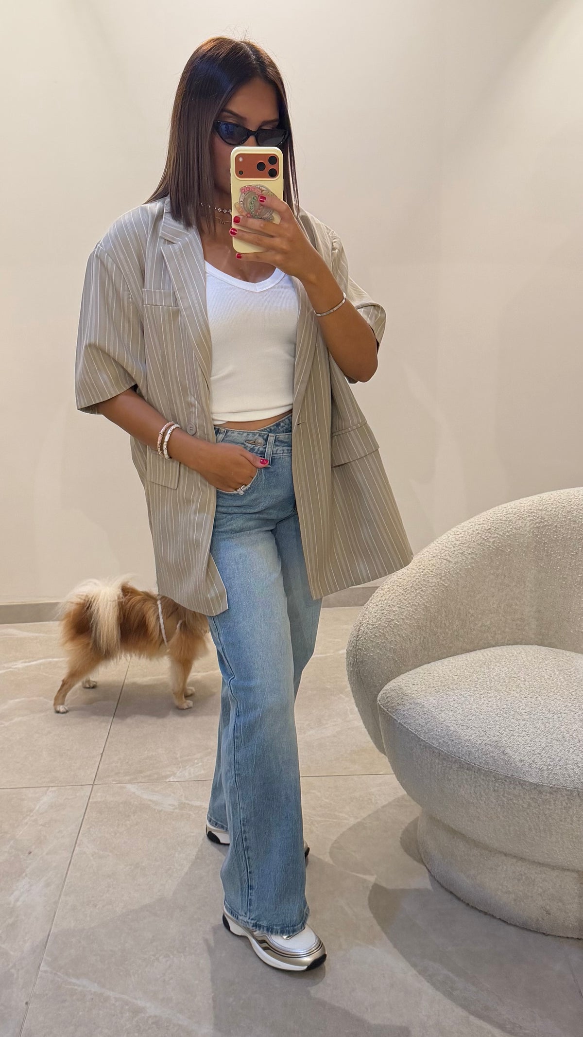 BLAZER BEIGE RAYÉ